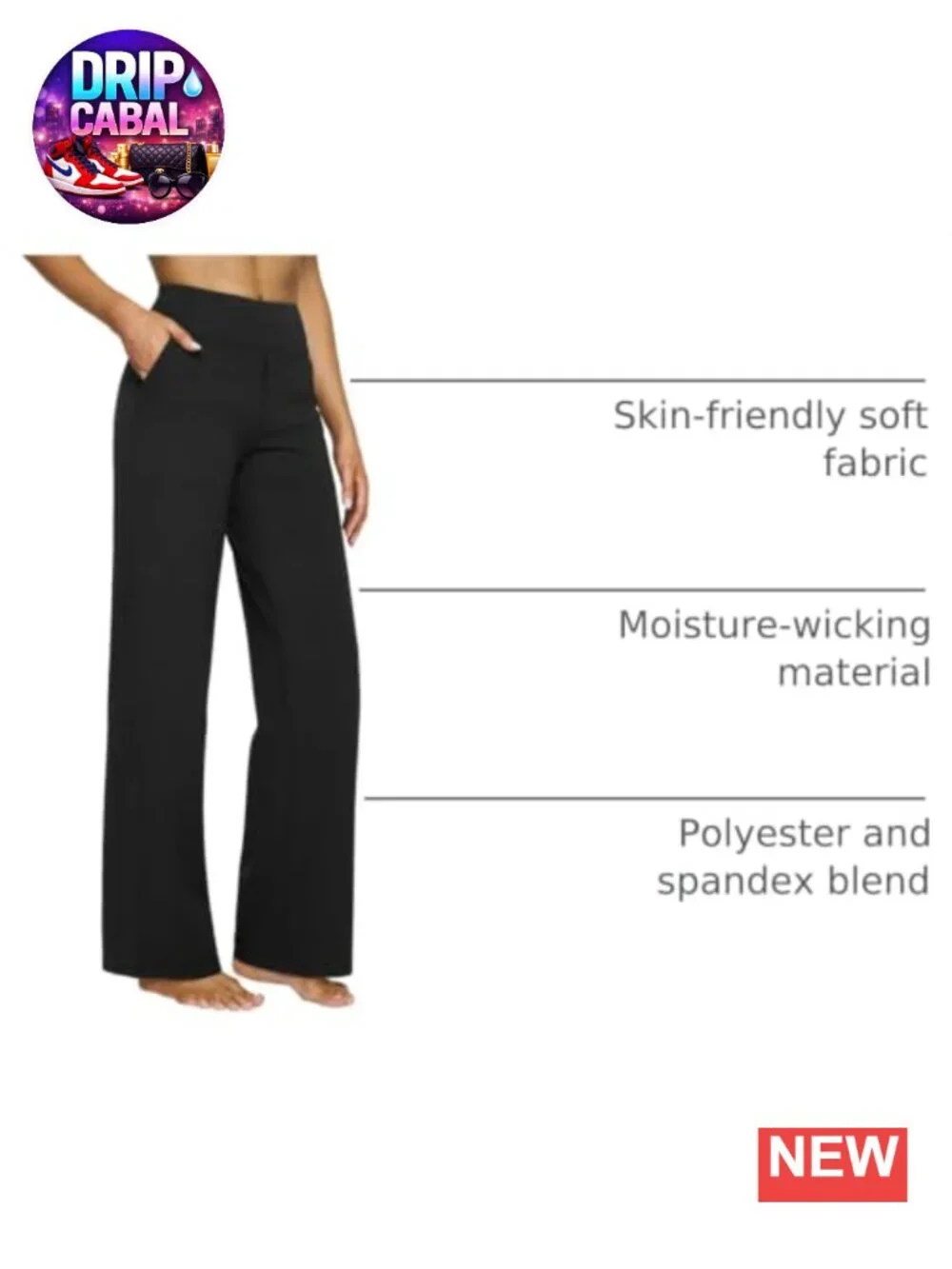 Wide Leg Yoga Pants with Pockets High Waisted 4-Way Stretch Women's Active